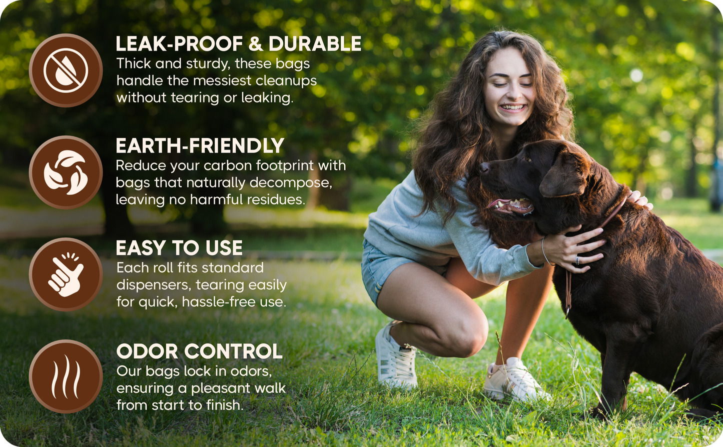 TIKIBOO Dog Poop Bags Leak-Proof Extra-Thick Pet Waste Bags for Big and Small Dogs Refill Rolls Unscented
