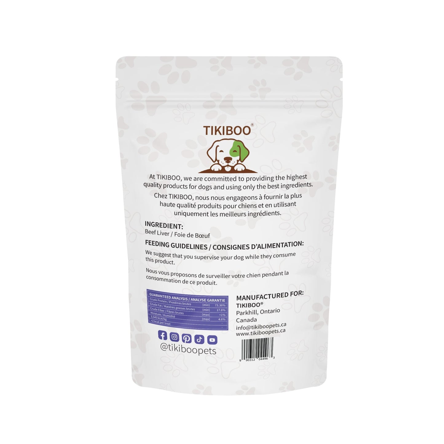 TIKIBOO Beef Liver Dog Treats, All Natural Healthy Raw Dog Food - Back Side 50 grams