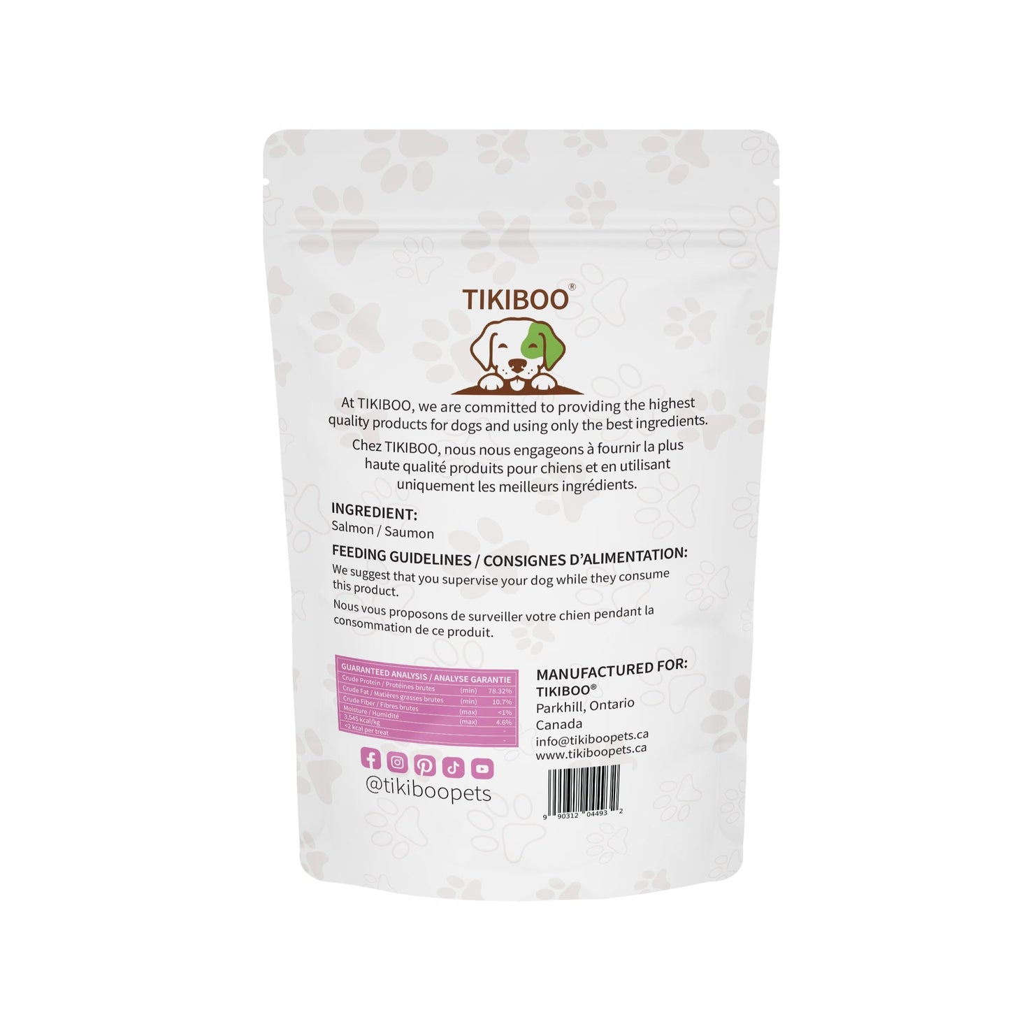 TIKIBOO Salmon Freezed-Dried Dog Treats All Natural Raw Ingredients - 50 grams - Back Side